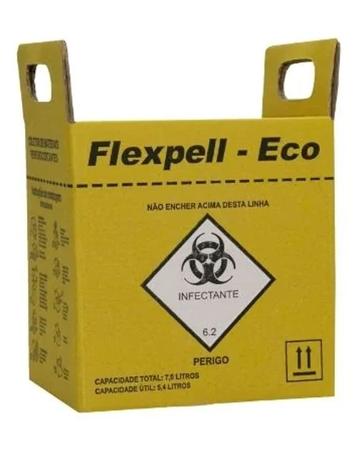 Caixa Coletora Perfurocortantes - Extra Amarelo Ouro 07 Litros - 1 Unidades - Flexpell