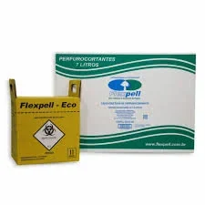 Caixa Coletora Perfurocortantes - Extra Amarelo Ouro 07 Litros - 20 Unidades - Flexpell
