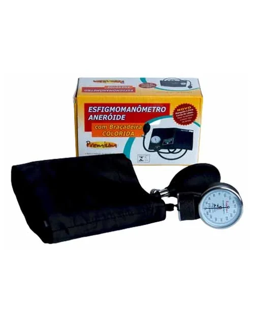 Esfigmomanometro em Nylon na cor preta com velcro – Sem Esteto com manguito com selo - Premium