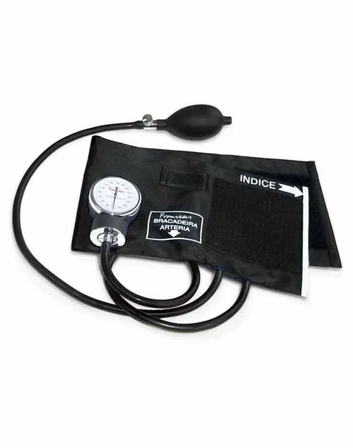 Esfigmomanometro em Nylon na cor preta com velcro – Sem Esteto com manguito com selo - Premium