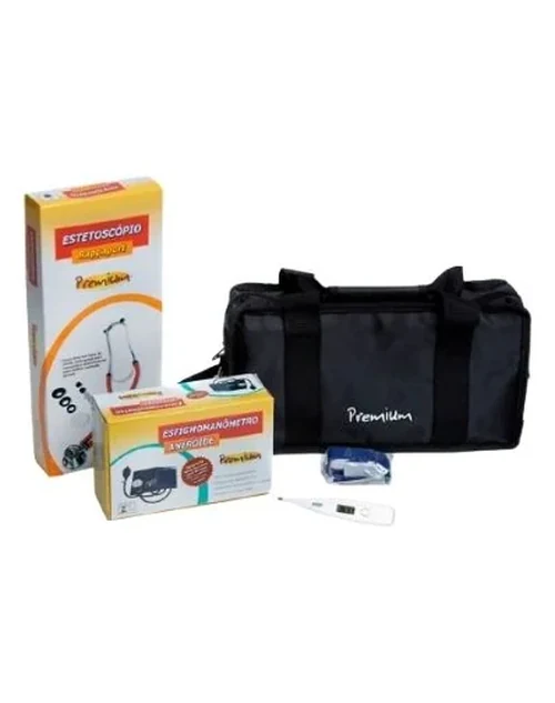 Kit Acadêmico com Estetoscópio Preto - Premium