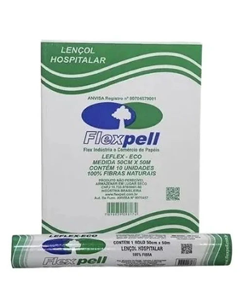 Lençol de Papel Descartável - Eco - 100% Fibras Naturais - 70cmx50m - Flexpell