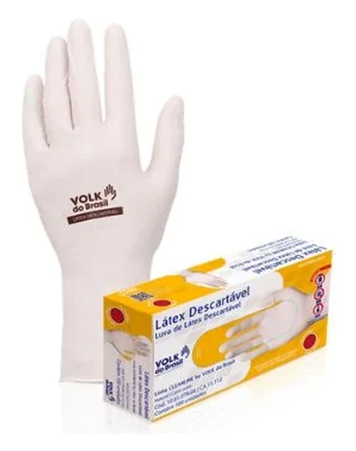 Luva de Látex Descartável - M - Volk