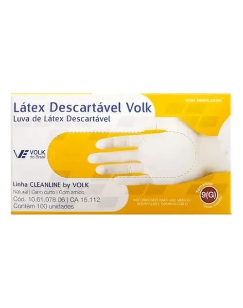 Luva de Látex Descatável - G - Volk
