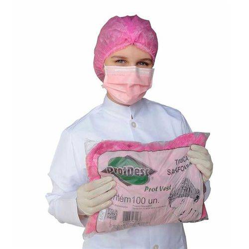 Touca Sanfonada Rosa Protdesc Pct 100 Un - Protdesc