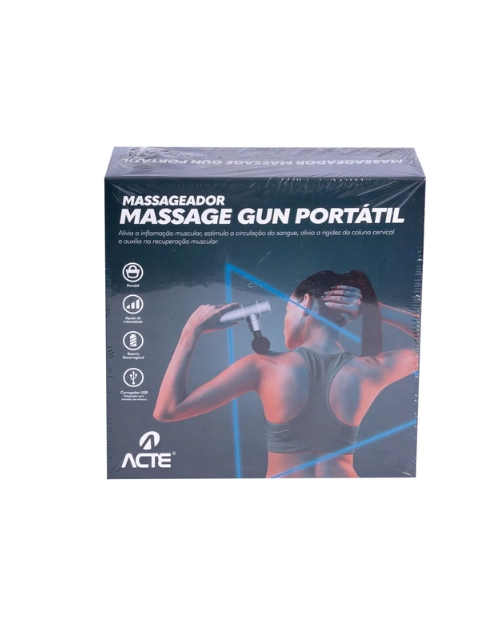 Pistola Massageador Massage Gun Preto Portátil R32-Pto - Acte