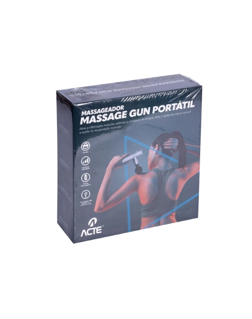 Pistola Massageador Massage Gun Preto Portátil R32-Pto - Acte