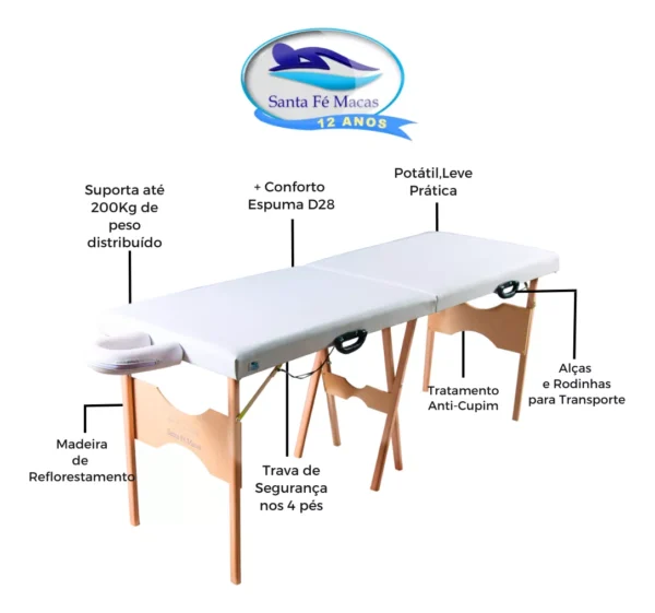 Maca Dobrável Madeira Sfm01 200kg Cor Branco